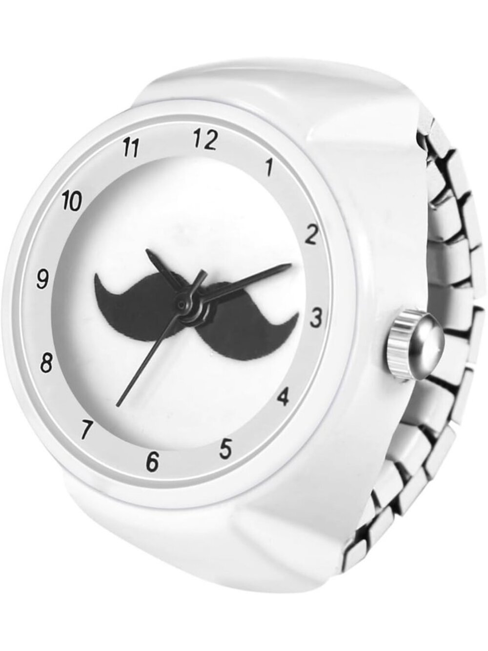 Unisex White Analog Quartz Stainless Steel Arabic Numerals Casual Ring Watch